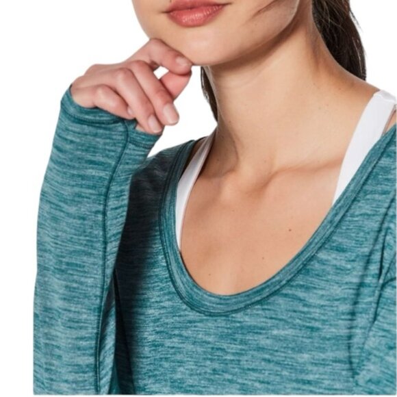 Lululemon Meant To Move Long Sleeve Size 4 Heathered Dark Uniform Blue Teal - Picture 2 of 11